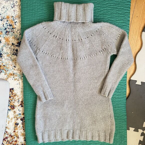 Sundance Turtleneck Sweater Long MEDIUM Merino Wool Grey Mixed Media Cozy & Soft - Picture 2 of 16